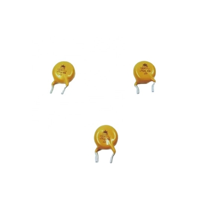 China ODM Electronics Passive Components , MOV 10mm HVR10D621K Yellow Zinc Oxide Varistor 10mm