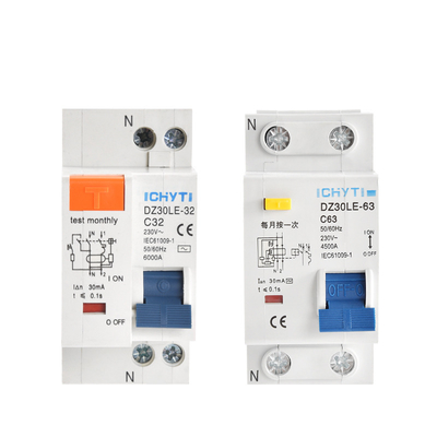 CHYT DZ30LE 1P+N AC 230V 32A 63A 30mA 4.5KA 6KA Mini Electric Earth Leakage RCCB Copper Residual Current Circuit Breaker