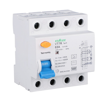 Residual Current 1P+N 3P+N Type B Circuit Breaker DC RCCB 6kA